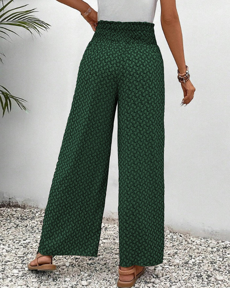 CATHERINE | WIDE-LEG TROUSERS WITH SHIRRED WAISTBAND