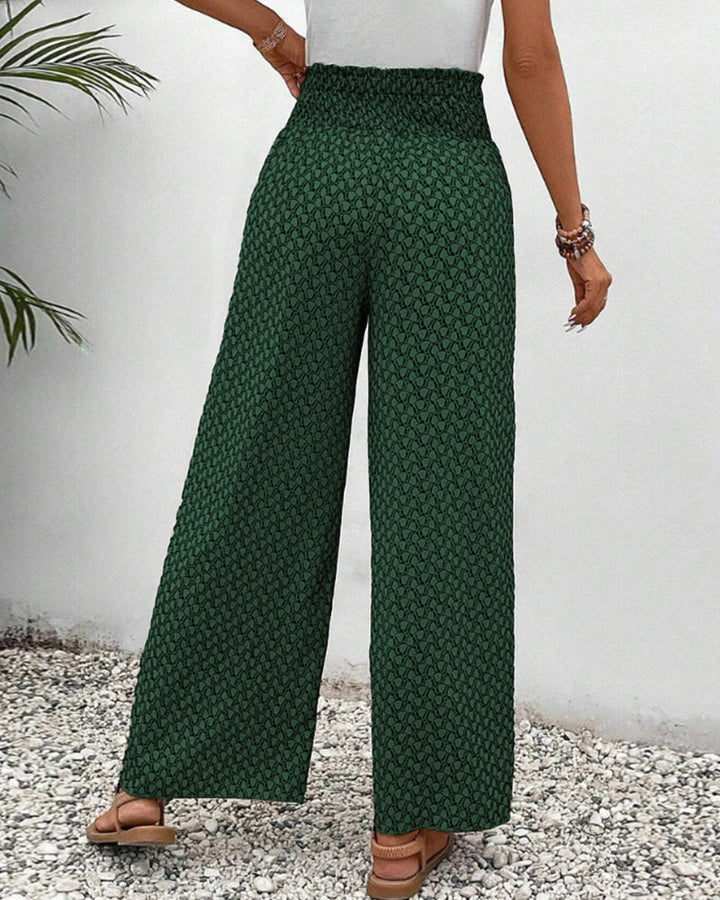 CATHERINE | WIDE-LEG TROUSERS WITH SHIRRED WAISTBAND