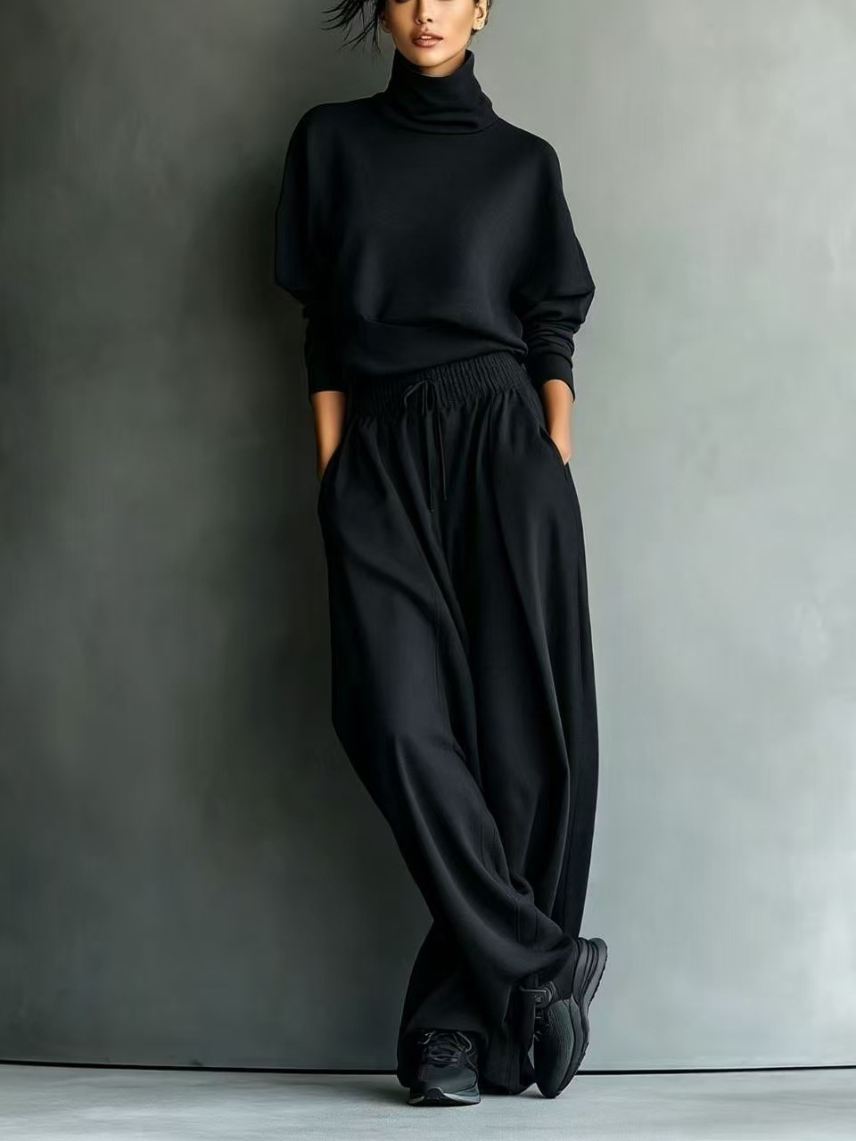 GRACE | GREY BLENDED SWEATSHIRT AND WIDE LEG PANTS SET