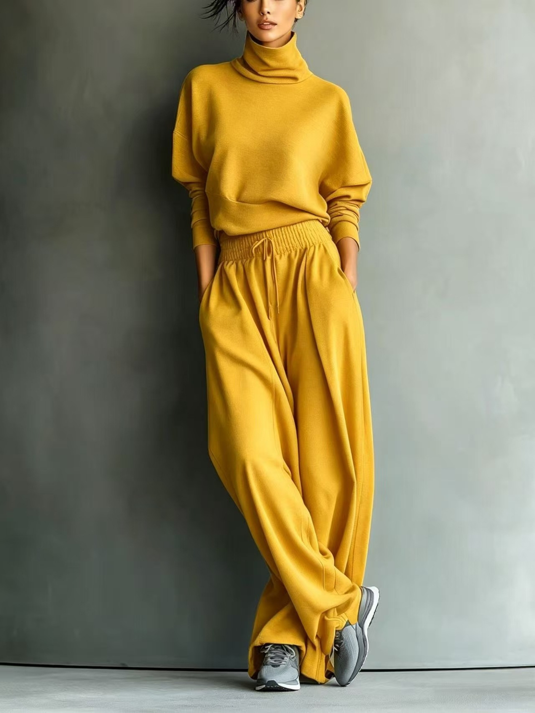 GRACE | GREY BLENDED SWEATSHIRT AND WIDE LEG PANTS SET