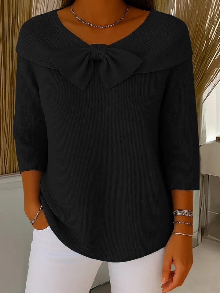 TIVELLA | JUMPER WITH BOW AND ROUND NECKLINE