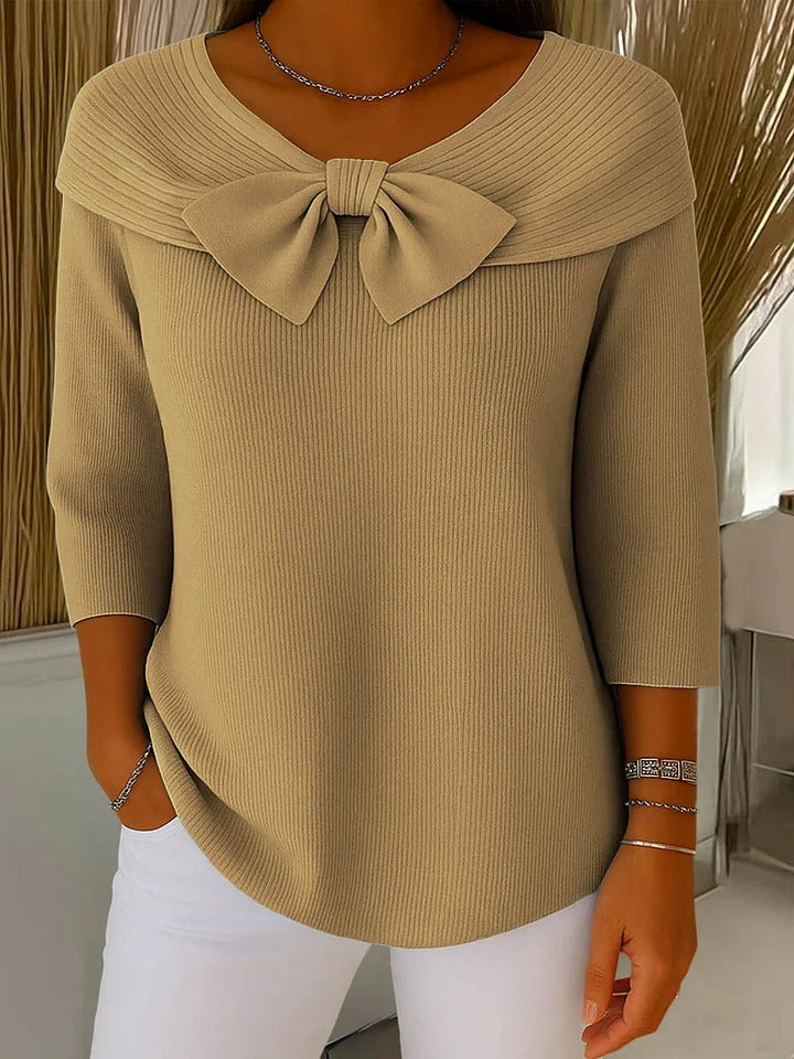 TIVELLA | JUMPER WITH BOW AND ROUND NECKLINE