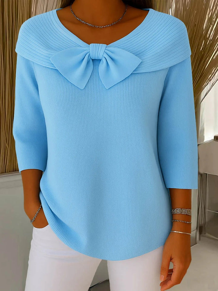 TIVELLA | JUMPER WITH BOW AND ROUND NECKLINE