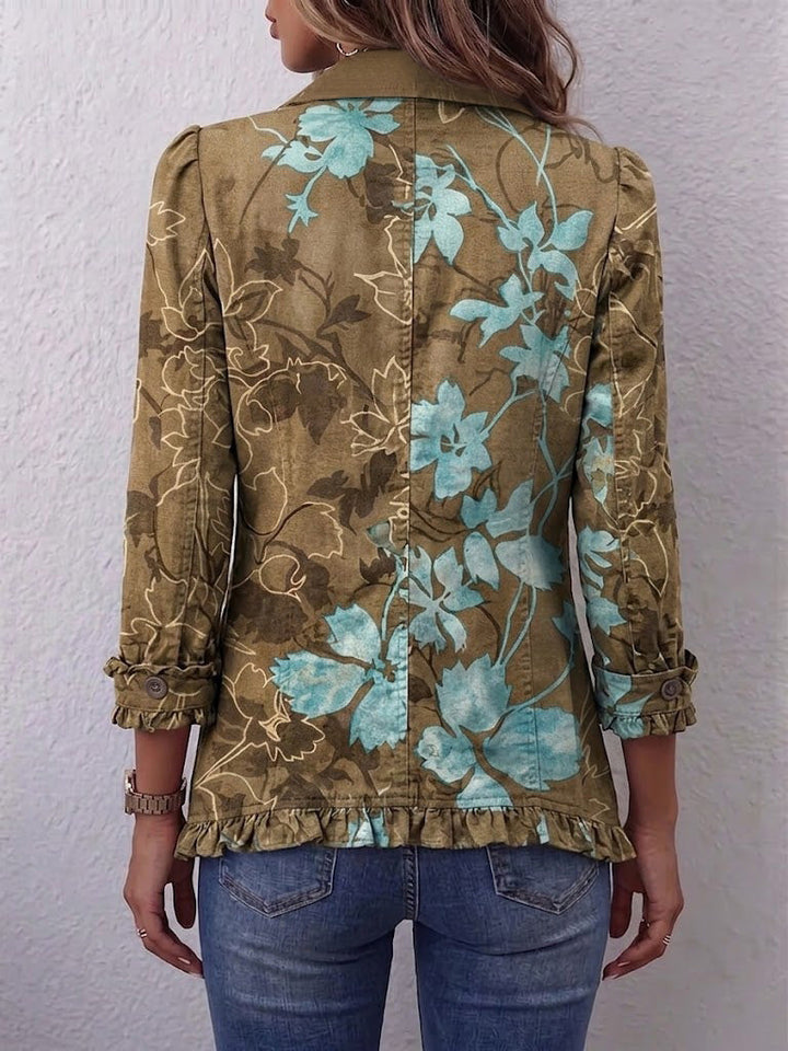 SUNDARA | BOHO GRADIENT VINTAGE FLORAL RUFFLE JACKET