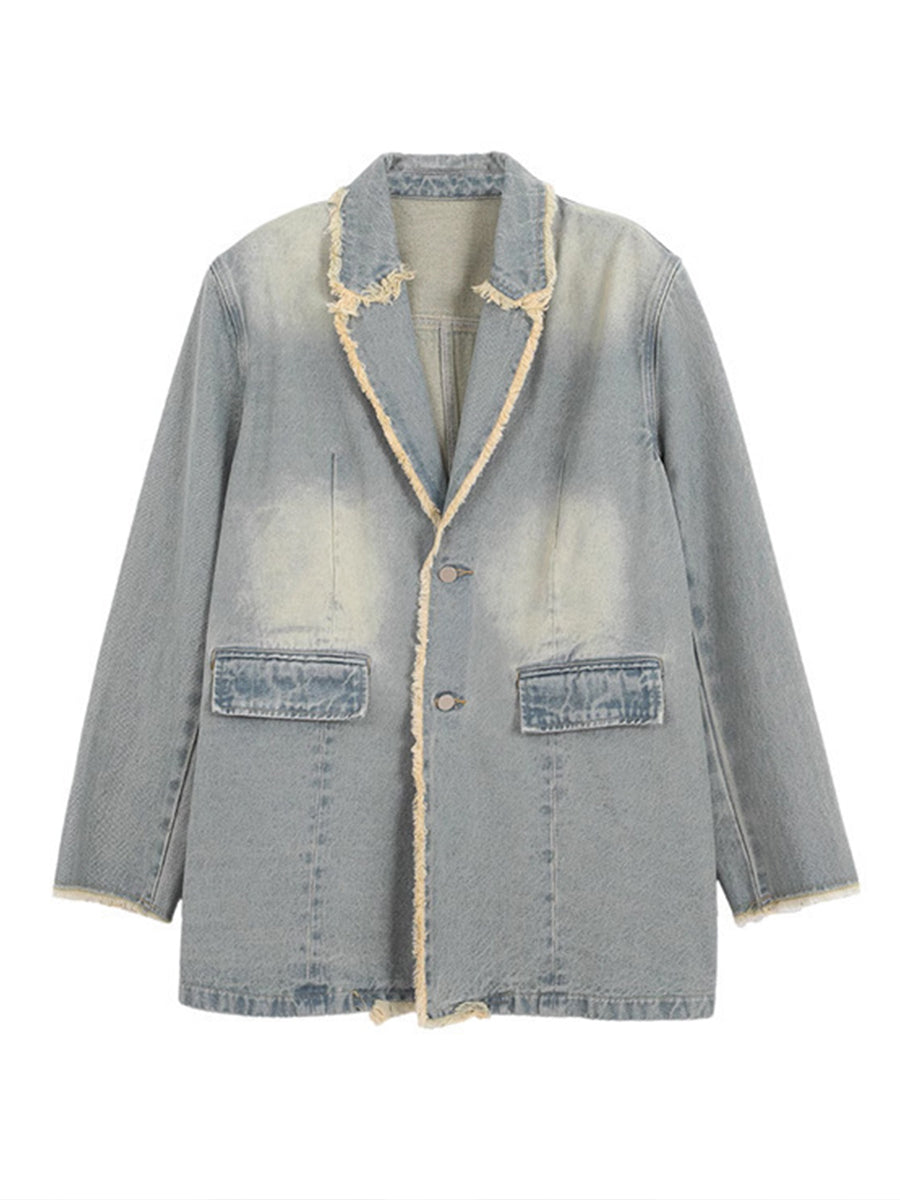 DIONNE | VINTAGE-STYLE OVERSIZED BLAZER WITH RAW EDGES