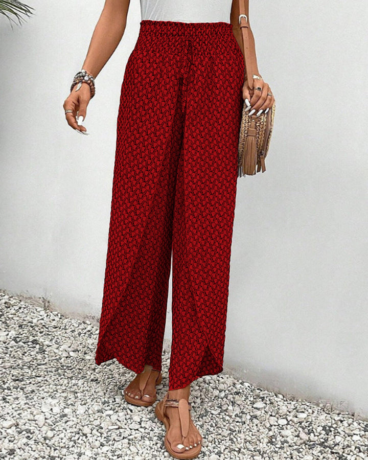 CATHERINE | WIDE-LEG TROUSERS WITH SHIRRED WAISTBAND