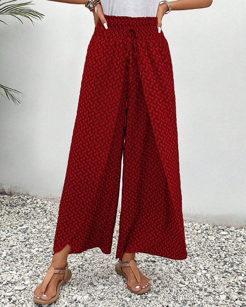 CATHERINE | WIDE-LEG TROUSERS WITH SHIRRED WAISTBAND