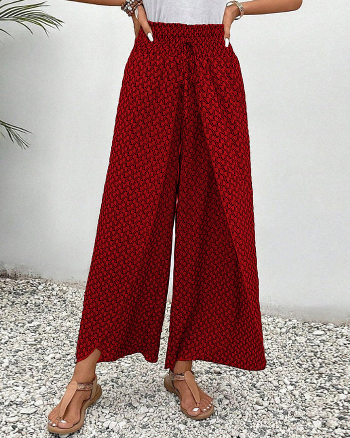 CATHERINE | WIDE-LEG TROUSERS WITH SHIRRED WAISTBAND